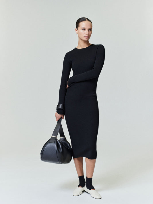 Womens Rib Long Sleeve Dress