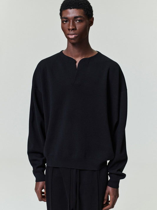 Merino Milano Knit Henley Sweater