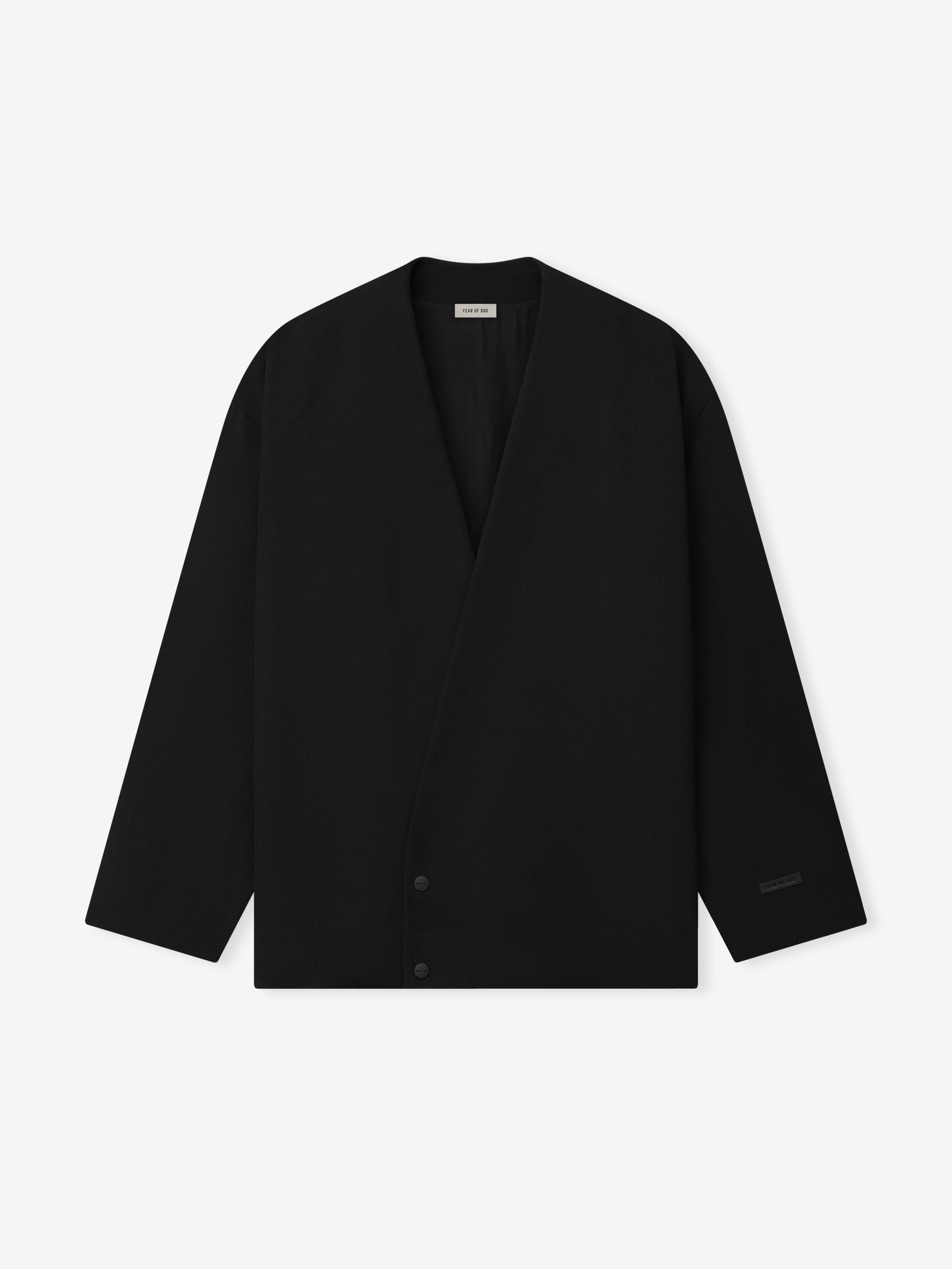 Relaxed Cropped Lapelless Jacket